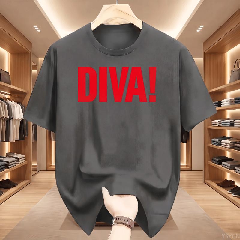 Cotton Unisex Unisex Diva T Shirts Graphic Unisex Tshirt Streetwear Funny Trendy Y2k Tshirt 90s Cotton Short Sleeve Unisexs Clothes