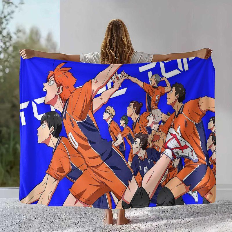 Manta de Flanela Cartoon Haikyuu Hinata Shoyo Anime de Vôlei, Manta de Pelúcia Ultra Macia para Casa Quarto Cama Sofá Acampamento Piquenique