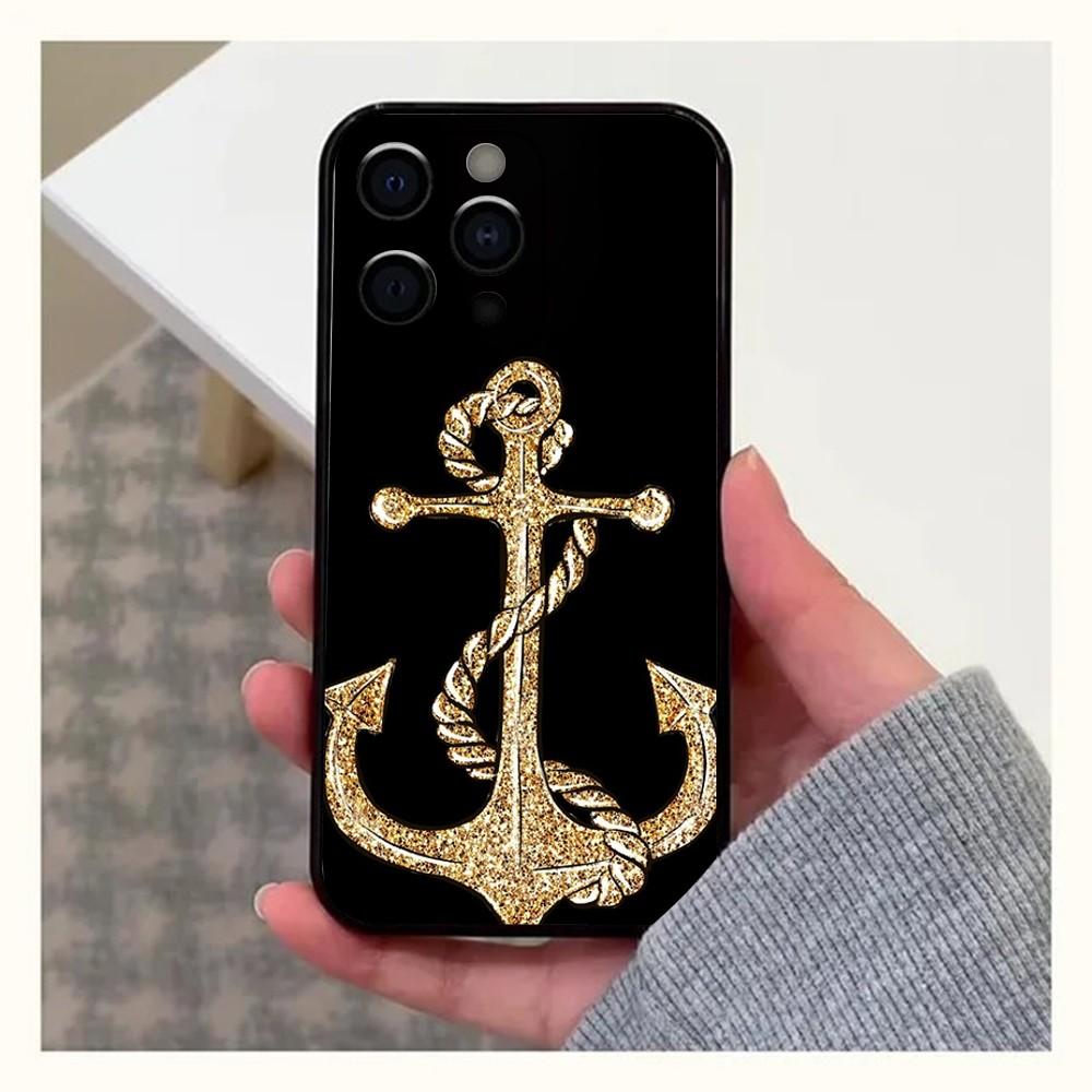 Anchor Sailing Phone Case For Apple iPhone 15,14,13,12,11,Pro,X,XS,Max,XR,Plus,Mini Soft Black Cover