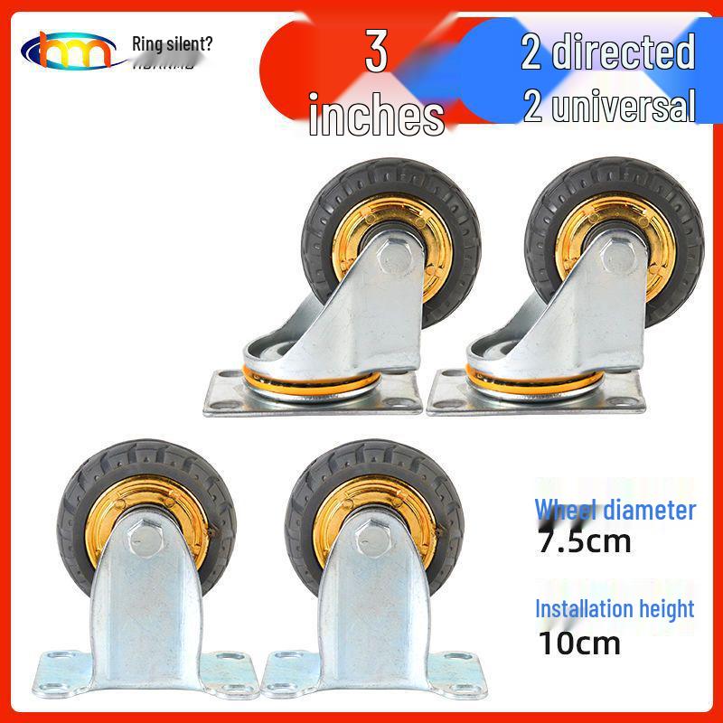 Schwerlast-Gummi-Lenkrollen mit Bremse - Doppelt gelagert, Größen 3/4/5 Zoll