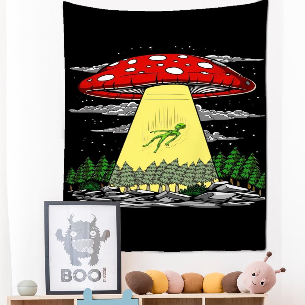 Psychedelic Mushroom Wall Hanging Tapestry Witchcraft Mystic Night Sky Anime Moon Snail Home Room Decor