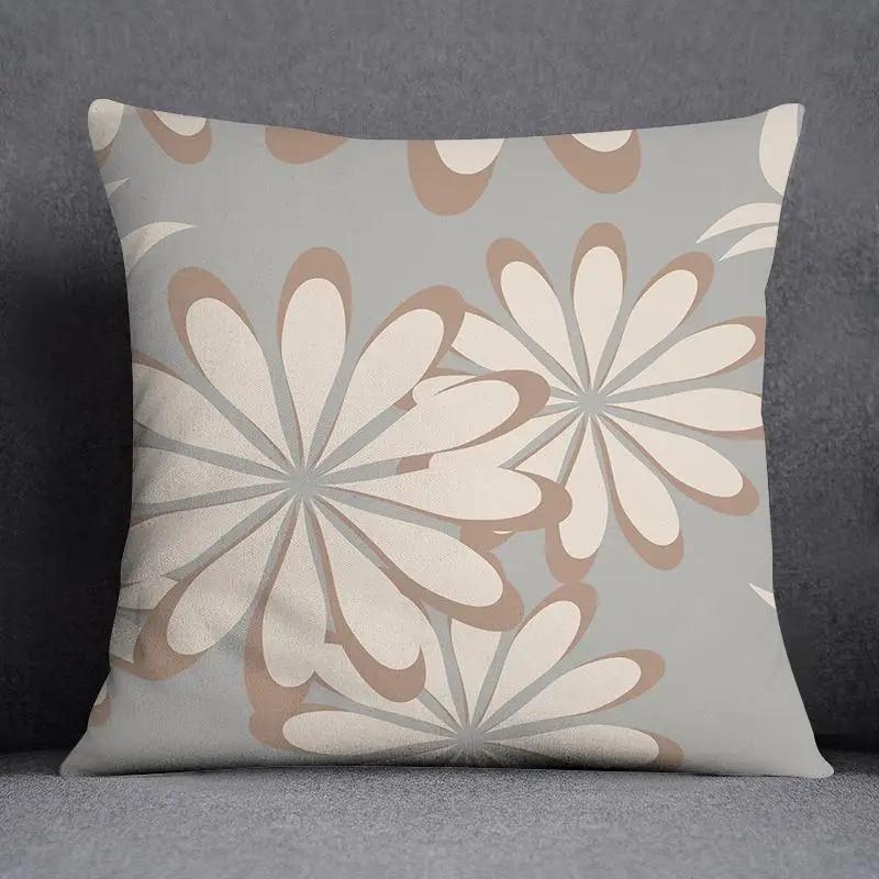 Nordic Flower Geometric Pattern Decorative Square Pillowcase Home Office Cushion Cover
