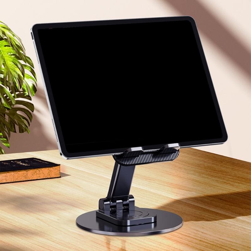 Tabletop Phone Stand Angle Height Adjustable Rotating Cellphone Cradle Desk Tablet Holder Mount Foldable for Video