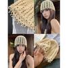 Knitting Hat Bohemian Style Hollow Design Women Hat with Faux Pearls Pendant Lightweight Elastic Hat Headwear