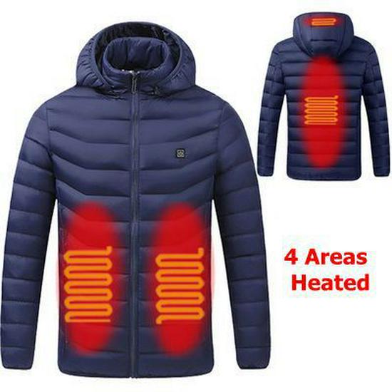 USB-Rechargeable Heated Winter Jacket - Men's 2/4/9-Piece Smart Heating Cotton Coat