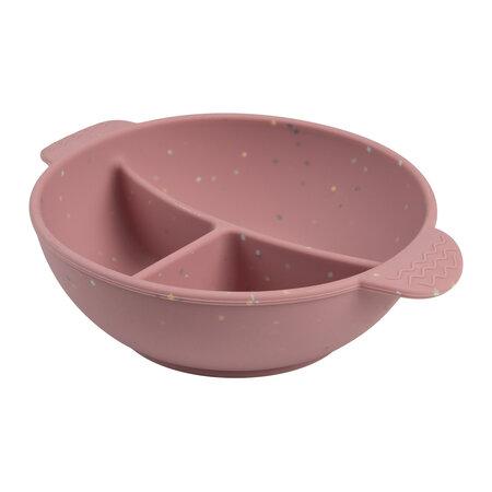 CANPOL 51/403 Silicone bowl with 3 compartments and suction cup 360ml DOTS pink