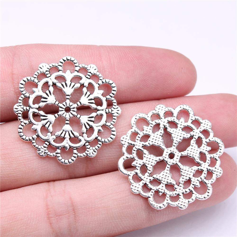 10pcs Charms Motif Antique Silver Color Motif Pendant Charms Flower Charms For Jewelry Making