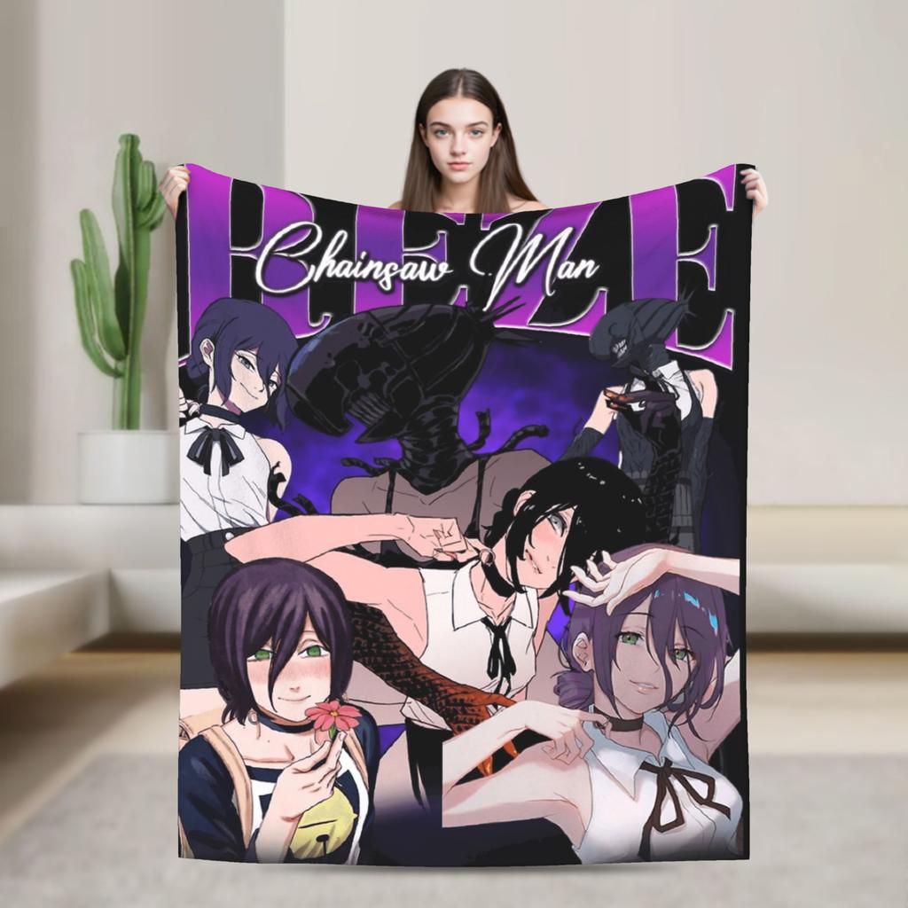 Reze Flannel Blanket Winter Super Warm Throw Blanket for Children Bedroom Aesthetic Bedspread Sofa Bed Cover