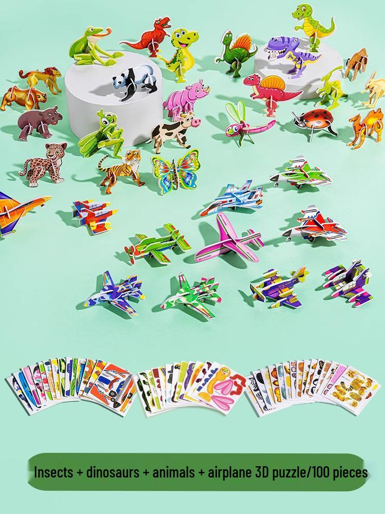 3D Dinosaur & Insect Paper Craft Puzzle Toy for Kids