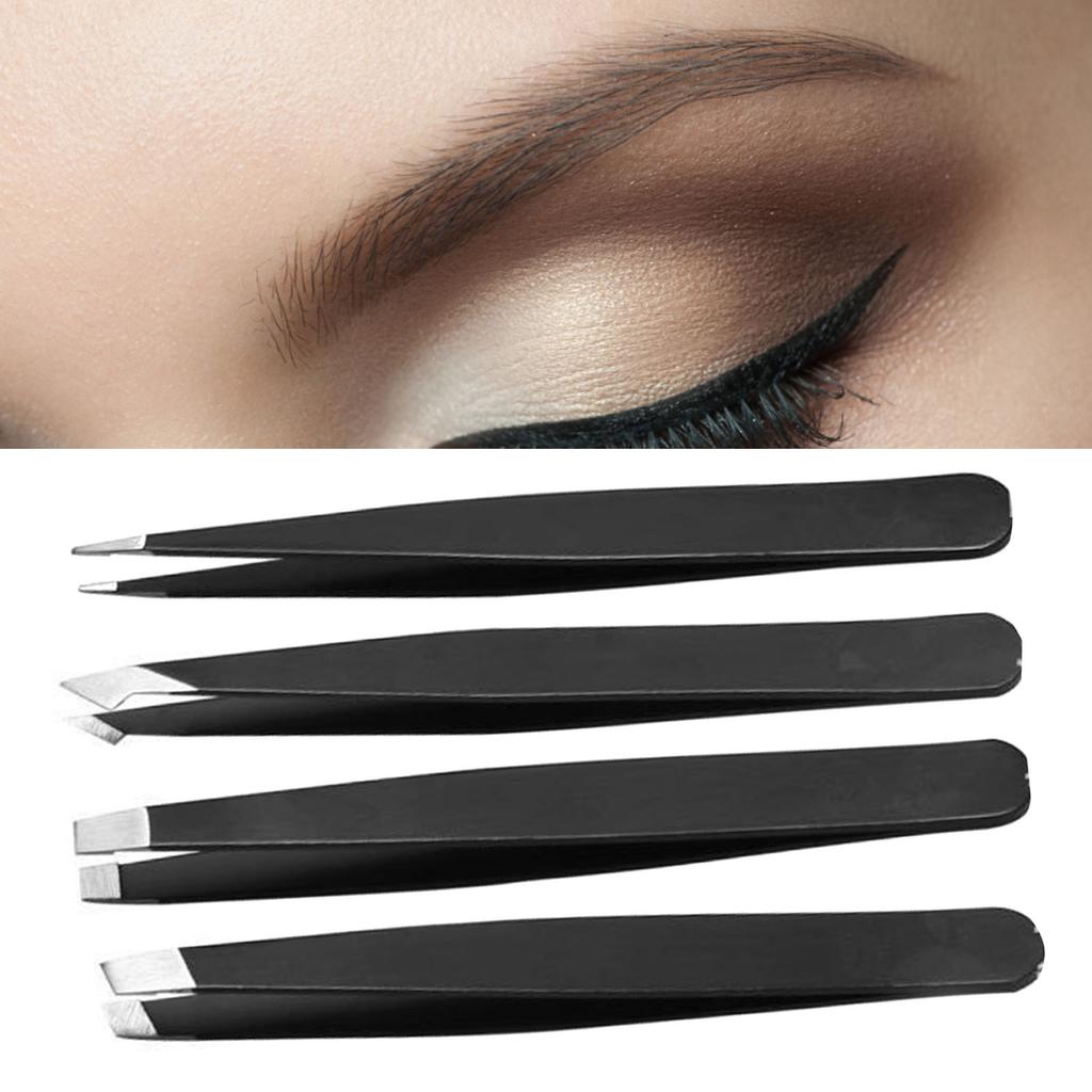 4PCS Eyebrow Tweezers Stainless Steel Professional Eyebrow Trimming Tool for Women Men
