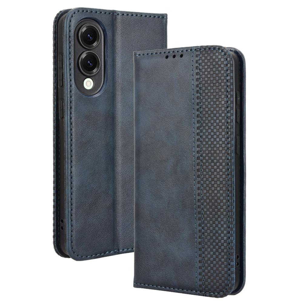 

For Samsung Galaxy S25 Edge Case Wallet Stand Retro Texture Leather Phone Cover Blue