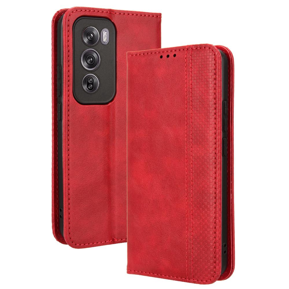 For Oppo Reno12 Pro 5G (Global) Case Retro Leather Phone Cover Hidden Magnetic Adsorption