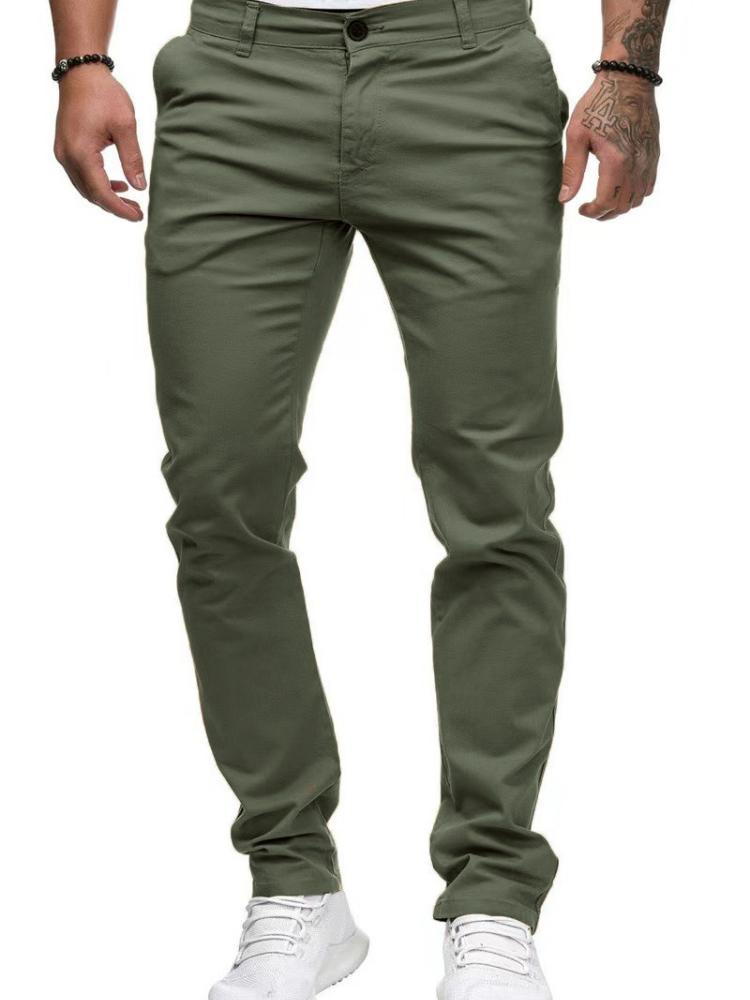 Oufier Men's Straight Leg Trousers Casual Summer Basic Cotton Pants