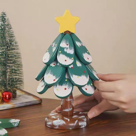 Christmas Tree Trivet for Hot Dishes Solid Wood Heat Resistant Pot Holder Folding Festive Table