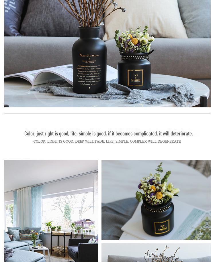Vaso Preto Minimalista Nórdico - Branco Fosco, Decoração de Flores para Sala de Estar Pequena