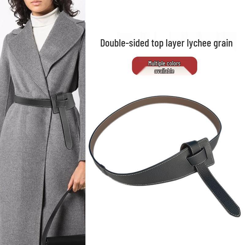 

Women s Genuine Leather Wide Belt - Versatile Knot Style for Coats & Dresses