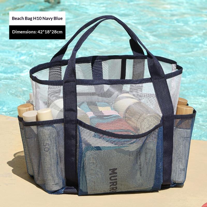 

Ручная пляжная сумка большой вместимости для путешествий, для хранения купальников, портативная сумка-тоут, сетчатая сумка для плавания, сумка для хранения на отдыхе, новая сумка для спортзала тёмно-синий