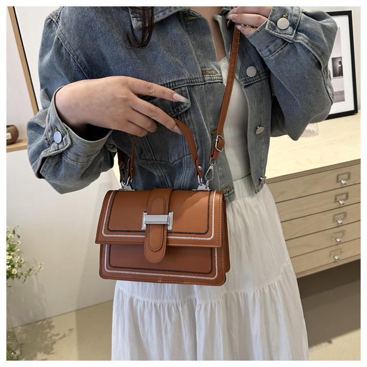 Black White Khaki Blue Brown Korean Style Fashion Handbag 2024 Spring Small Square Bag