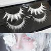 False Eyelashes 2 Pairs Cosplay White Natural Design Costume Party Halloween Idol Style Reusable Handmade Upper Lower Everyday Makeup Stage Use