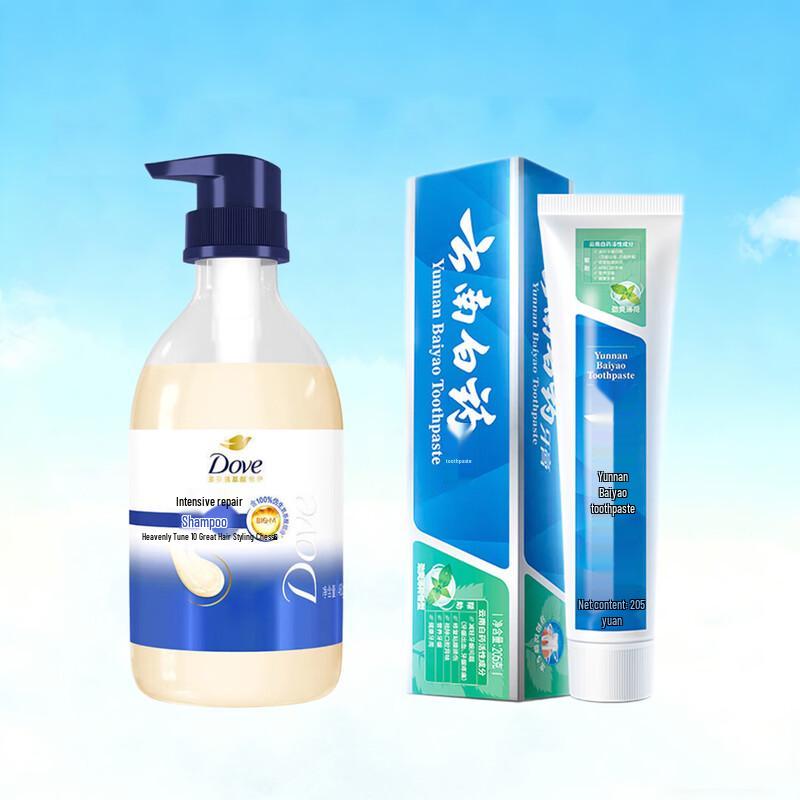 Набор: Шампунь Dove Интенсивное питание и увлажнение & Зубная паста Yunnan Baiyao с мятой