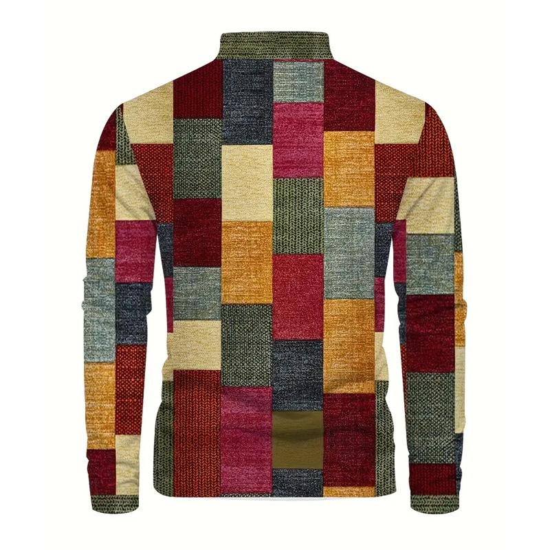 Pánské oblečení 3D digitální potisk ležérní polo tričko pánské sportovní s dlouhým rukávem jaro podzim klopa topy pánské sportovní golfové polo