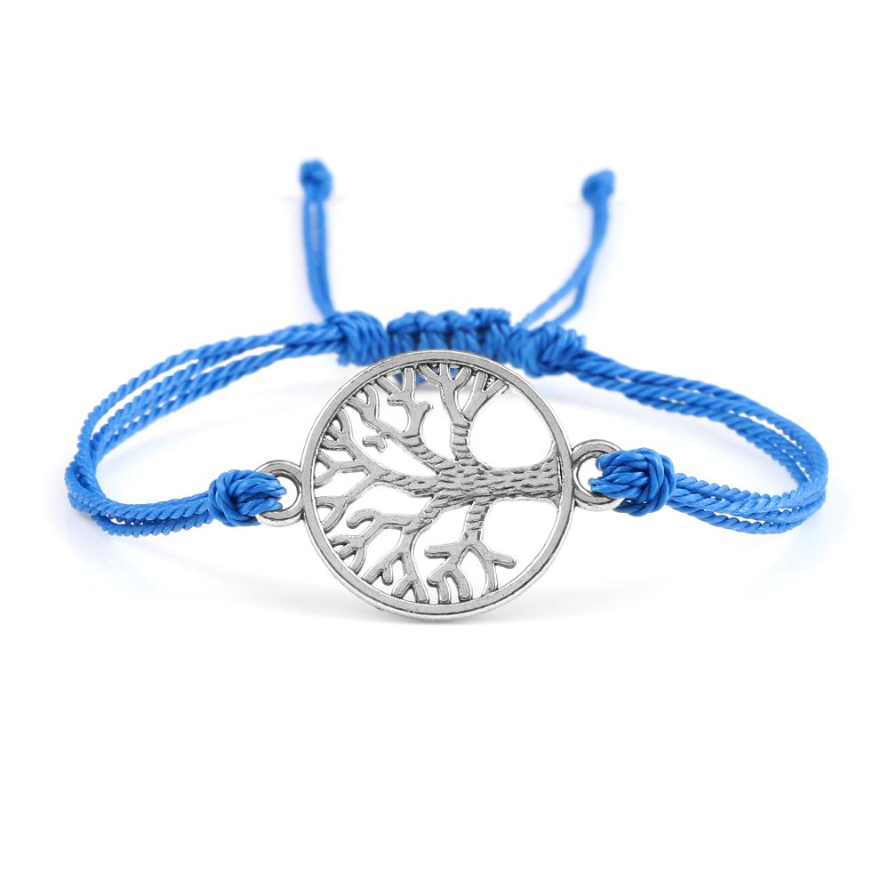 26Colors Wax Thread Braided Bracelets Charm Silver- Tree of Life String Bracelet Adjustable Bangles Friendship Gift Jewelry