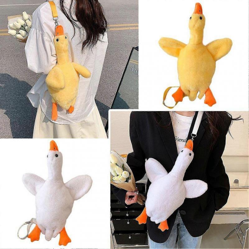 Cute Plush Goose Mini Backpack Crossbody Shoulder Bag Purse for Kids Girls Women