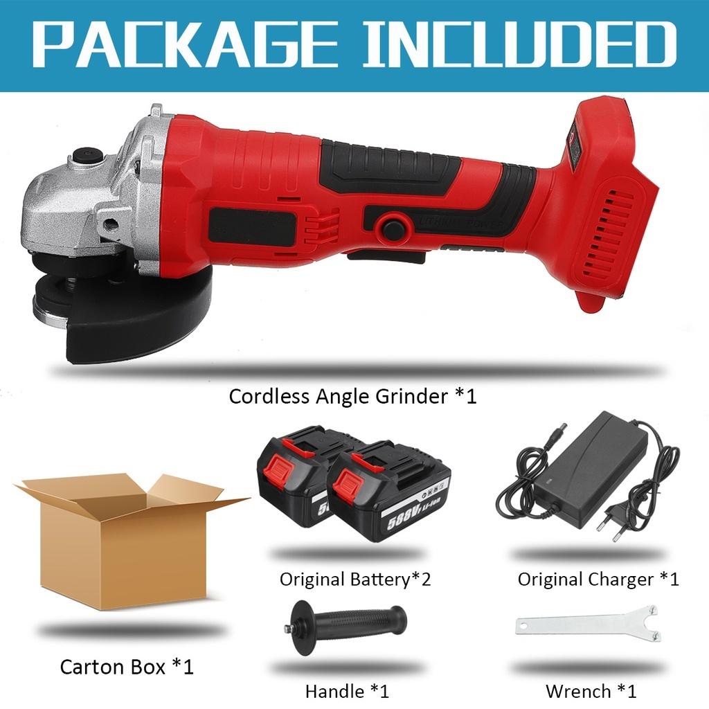 125mm 588V Bürstenloser Elektrischer Winkelschleifer Mit 1/2 Stück 22980mAh Akku Wiederaufladbares Akku-Schleifwerkzeug Für 18V Akku