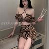 Erotic Underwear, sexy leopard print cutout hip-hugging dress, women's slimming, nightclub role-playing uniform, pajamas 8600