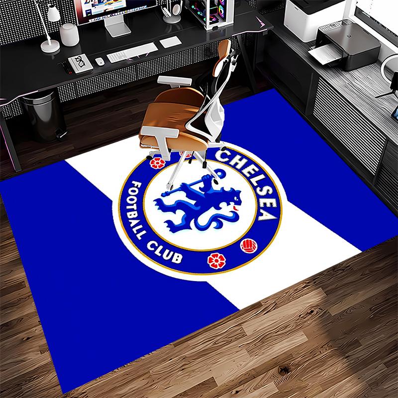 1pc Chelsea FC logo Print Area Rug - Soft,Washable Non-Slip Indoor Mat for Office Chairs,Living Room,Home Office Decorative Rug