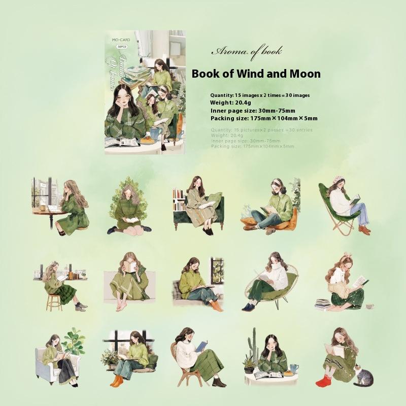 30 ks/balení Estetické nálepky Štítky Čtenářka Samolepky Dekorativní Deník Album Materiál Scrapbooking Potřeby