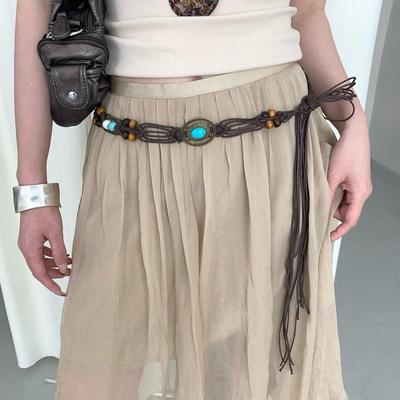 Boho Woven Belt For Women Ethnic Style Beaded Waist Rope High-Quality Handmade Design For Beach Outfits And Parties