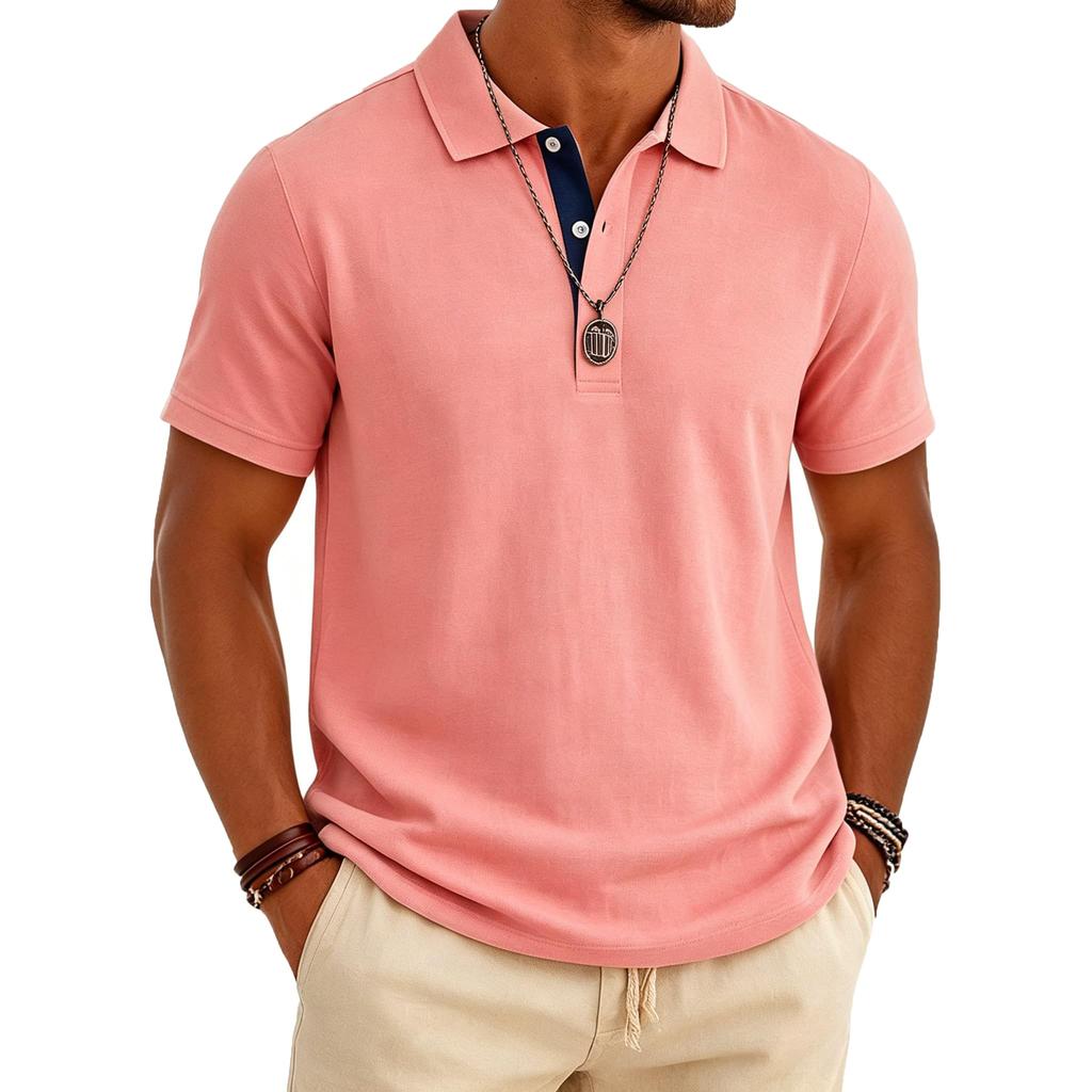 Men's Short Sleeve Polo Shirt Breathable Golf Shirt Casual Vacation Beach Shirt Business Shirt with Airflow Ventilation Design