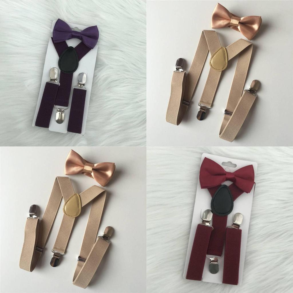 Vibrant Youth Suspender And Bow Tie Set With Strong Elastic And Adjustable Length