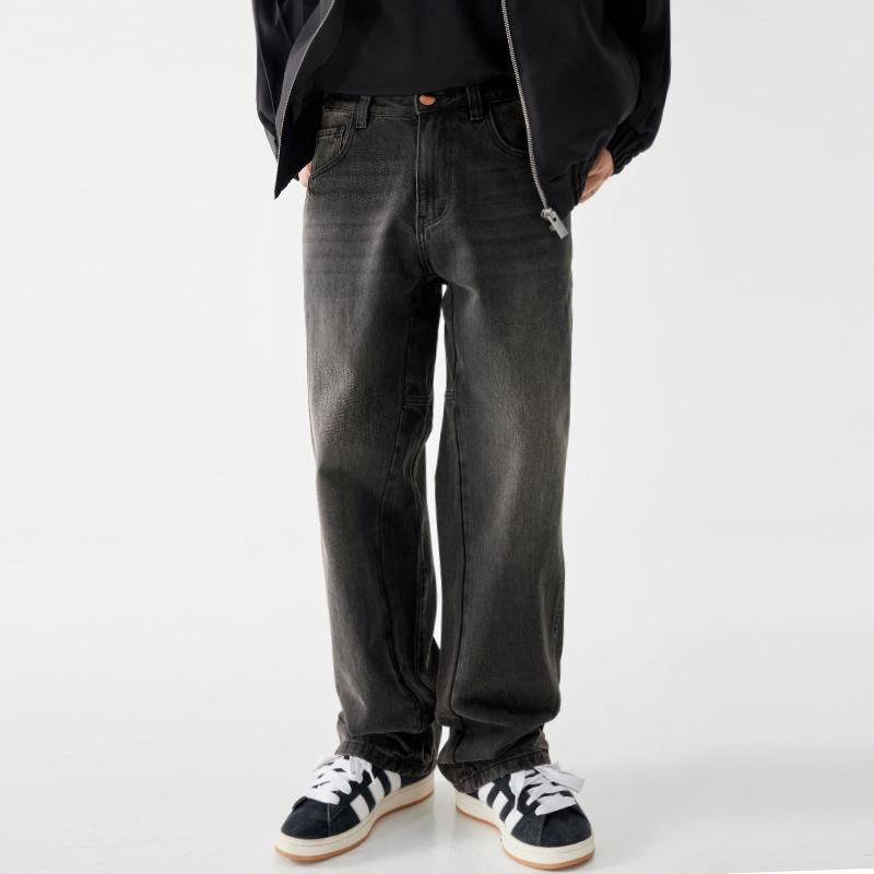 

Новые американские джинсы широкого кроя в стиле хай-стрит с дизайном обезьяны, мужские универсальные повседневные прямые брюки 40