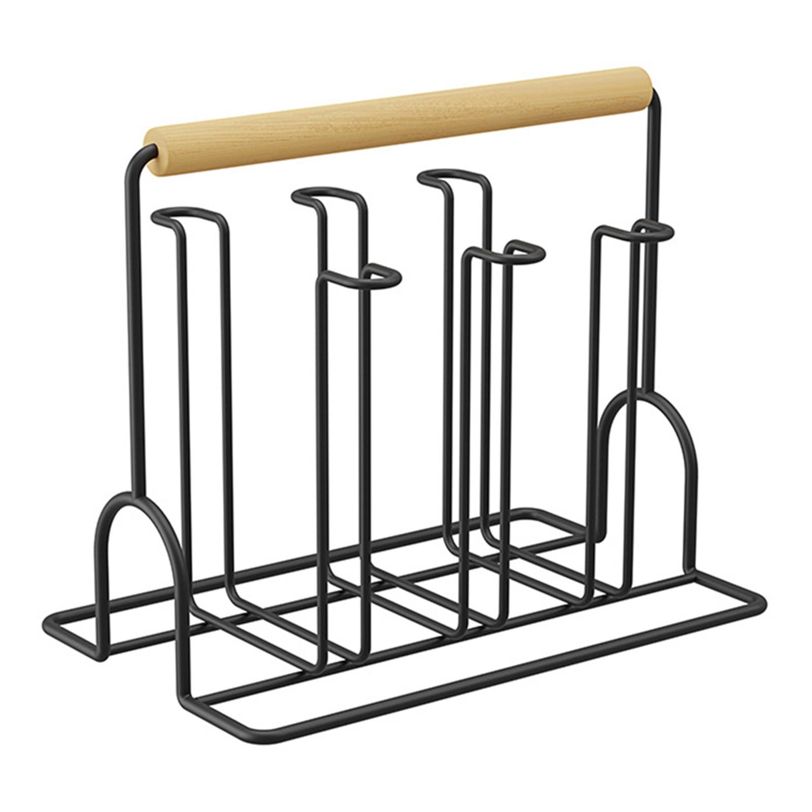 

Simple Glass Cup Drying Rack With Handle Non-Slip Water Cup Drain Storage Rack чорний