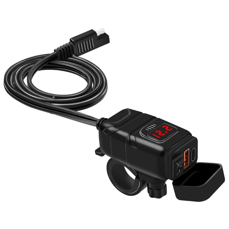 Motorcycle-Charging Socket USB Outlet DC12-24V 30W PD USB-C 18W QC3.0 Power Outlet Dustproof Phone Charger-for Motocross