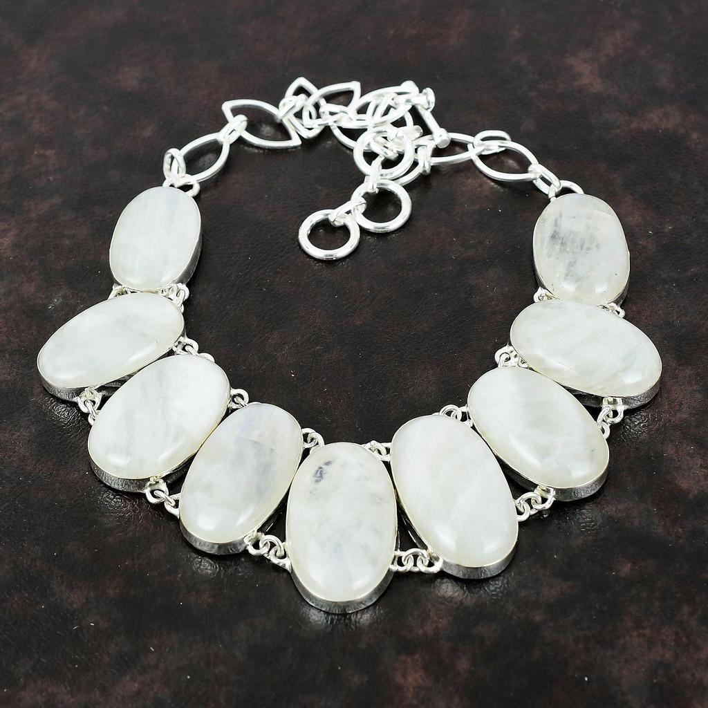 Rainbow Moonstone Necklace 925 Sterling Silver Necklace Brand New Jewelry Adjustable Chain Necklace Gemstone Handmade Jewelry Christmas Gift