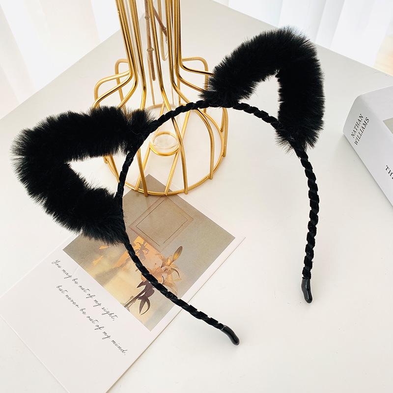 Cute Plush Cat Ear Headband for Women - Adorable Korean-Style Hair Accessory