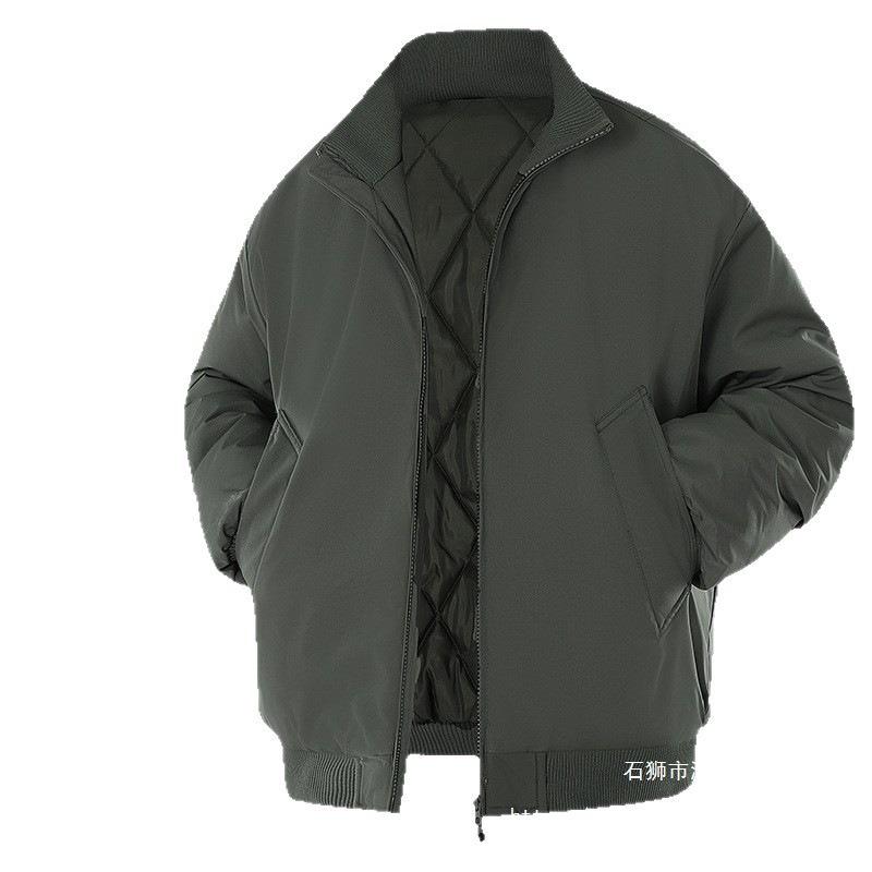 Autumn and Winter Cotton Jacket Men's Winter New Solid Color Trendy Brand Casual Flight Stand-up Neck Cotton-padded Jacket Men