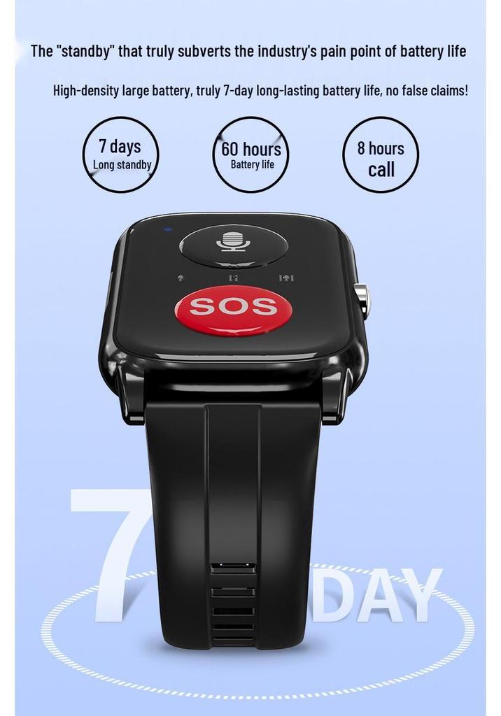 Senior 5G Smartwatch: Fall Detection, GPS Tracking, Health Monitoring (Blood Pressure, Heart Rate, Oxygen, Temperature).