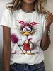 Lustige Damen verspielte Tierprint T-Shirts Sommer Kurzarm Rundhals Oberteile Lässige Mode T-Shirt High-End Damenbekleidung