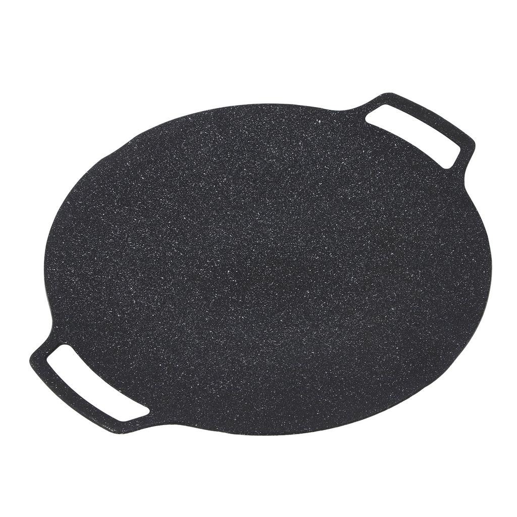 Korean Grill Pan Nonstick Round BBQ Griddle with 2 Handle Compatible for Induction Cooker Gas Stove Indoor Outdoor