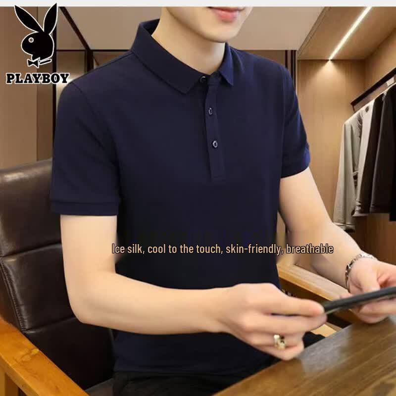 PLAYBOY Men s Summer Short-Sleeve Polo Shirt 4XL