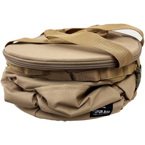 SK11 Coyote Pop-Up Bag SPU2-300BR, a free-standing tool bag for work, carpentry, and outdoor use