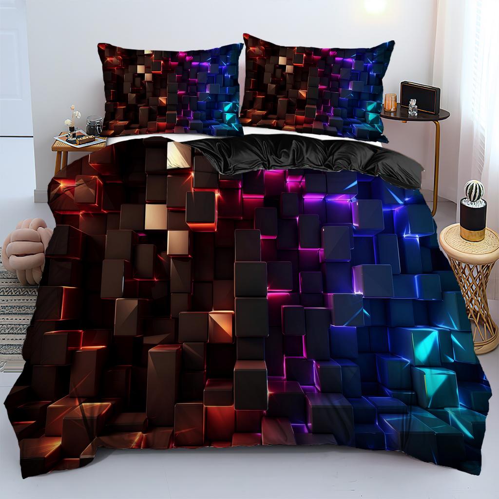 Visual Geometry Art 3d Print Quilt cover set Fashion Cool Technology style grid Bedding Cover Polyester Comfortable Duvet Cover