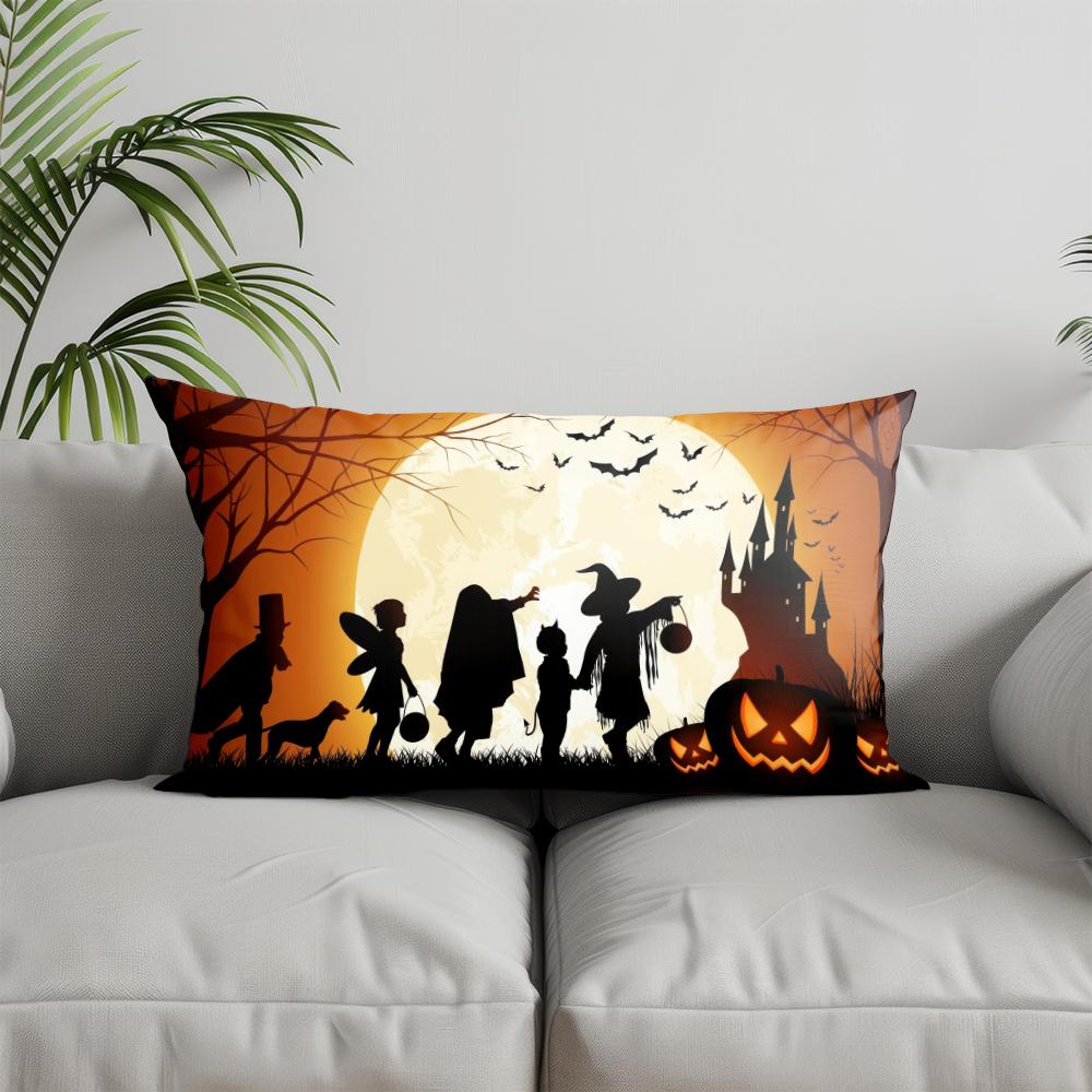 Home Decor Spooky Ghosts Pattern Pillow Cover Suitable For Sofa Bedroom Car Pillow Cover Cushion Rectangular Back Cushion