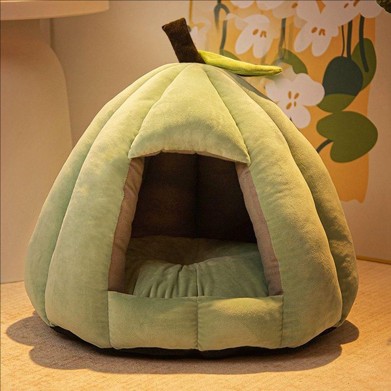 

Cat Nest Winter Heattech Closed Cat Bed Pet Kennel Autumn and Winter Cat House Cat Dog Pet Bed Pet Supplies S-small [cat in 2.50kg 1.50kg dog]] Green