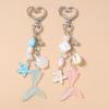 Pretty Mermaid Keychain Women Girls Conch Shell Starfish Key Ring Pendant for Handbag Decor DIY Key Chain Gifts