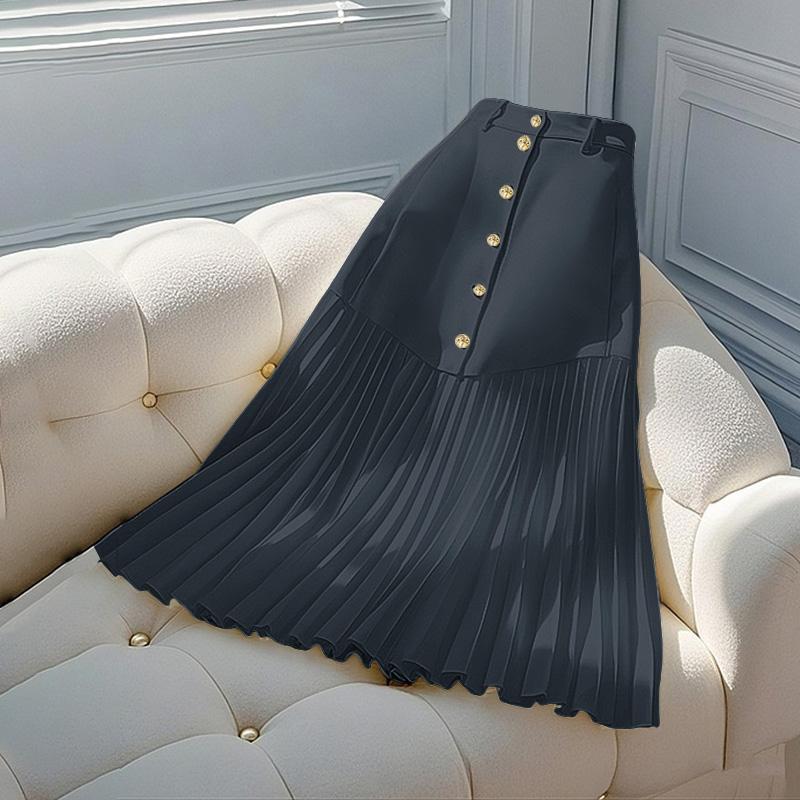 ZANZEA Women Casual Solid Color Loose Pleated Skirts